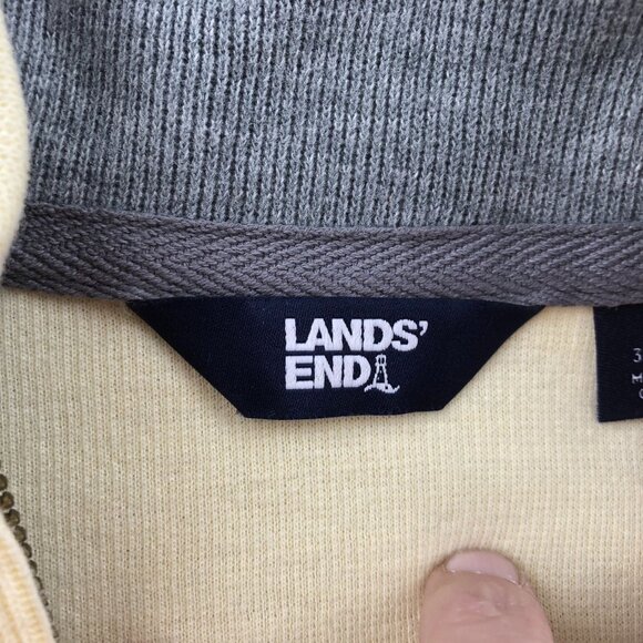 Lands End Mens SweaterSmall 1/4 Zip Pullover Stand Collar Cozy Knit Yellow - Picture 3 of 12
